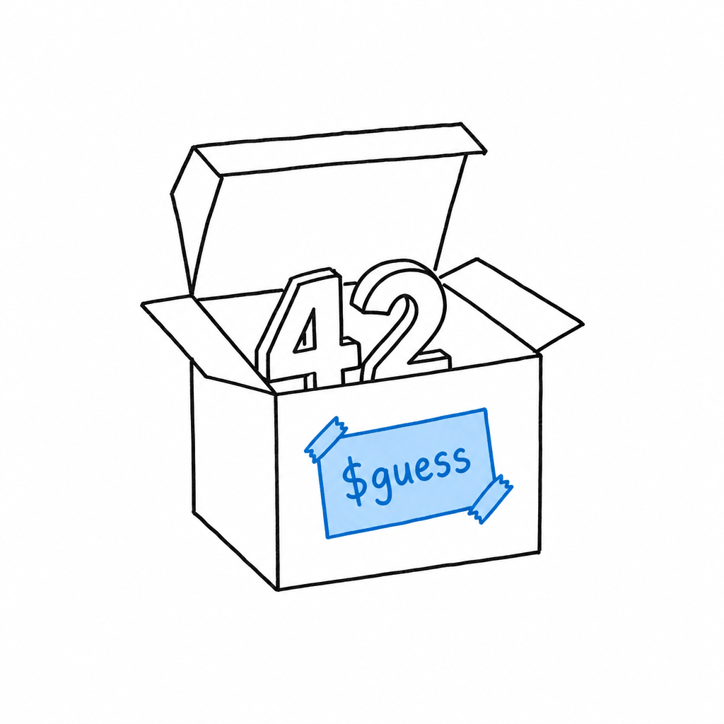 Une boîte étiquetée $guess avec le texte 42 à l'intérieur